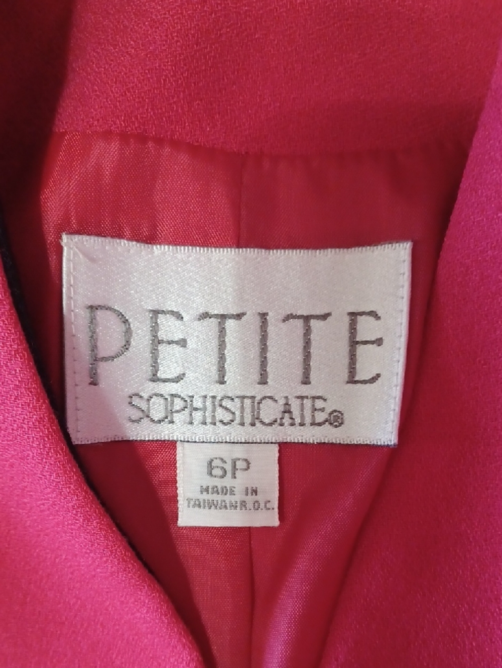 Petite Sophisticate Hot Pink Power Dressing Blazer Contrast Black Cuffs 80s Glam - Picture 2 of 14